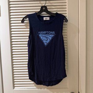 New SoulCycle Hamptons Dark Blue Tank Top | Size M | Distressed Light Blue Image